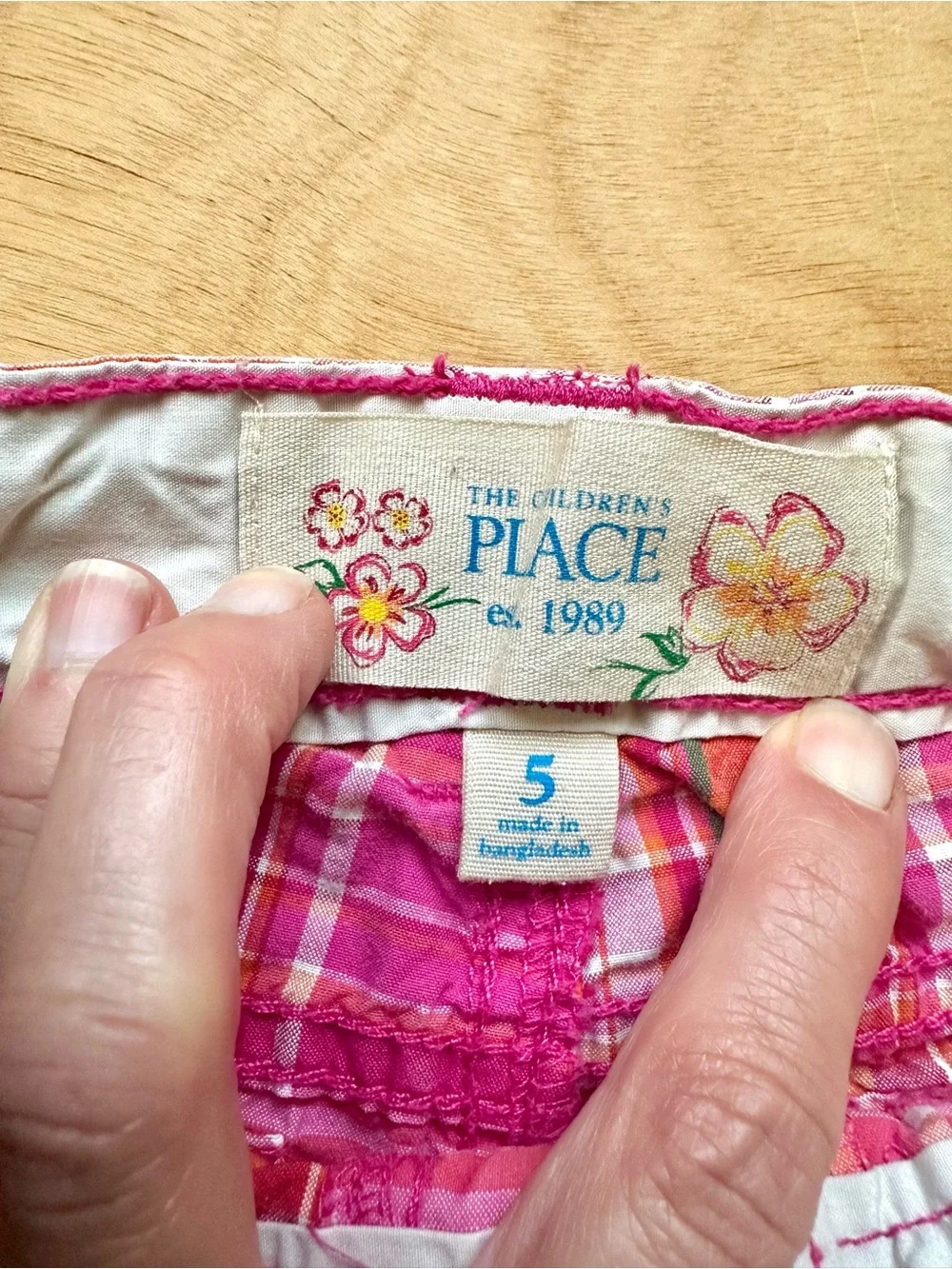 The Children’s Place Girls Vintage Pink Plaid Bermuda Shorts Size 5 Roll Tab